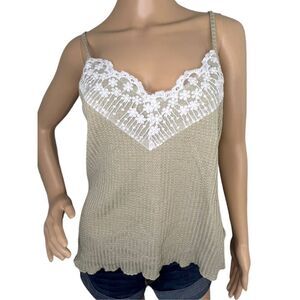 SHEIN Adjustable Spaghetti Strap Baby Doll Top With Lace Detail